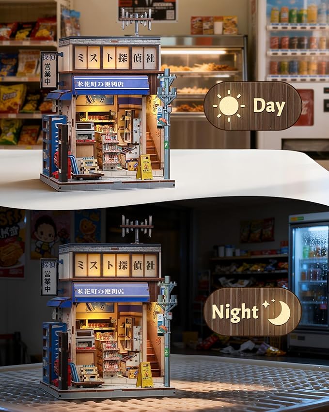 Book Nook Kit, DIY Miniature House Kits for Adult and Teens, Dollhouse Tiny Booknook Garden House Bookshelf, DIY Craft Gifts for Family and Friends (Beika-cho Convenience Store)