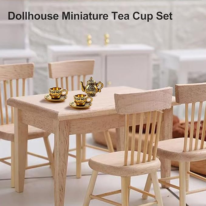3 Pcs Teapot Tea Cup Set Dollhouse Miniature Tea Cup Set Vintage Coffee Shop Kitchen Accessories,Charm Pendant for Jewelry Making Braclet, DIY Handmade Accessories