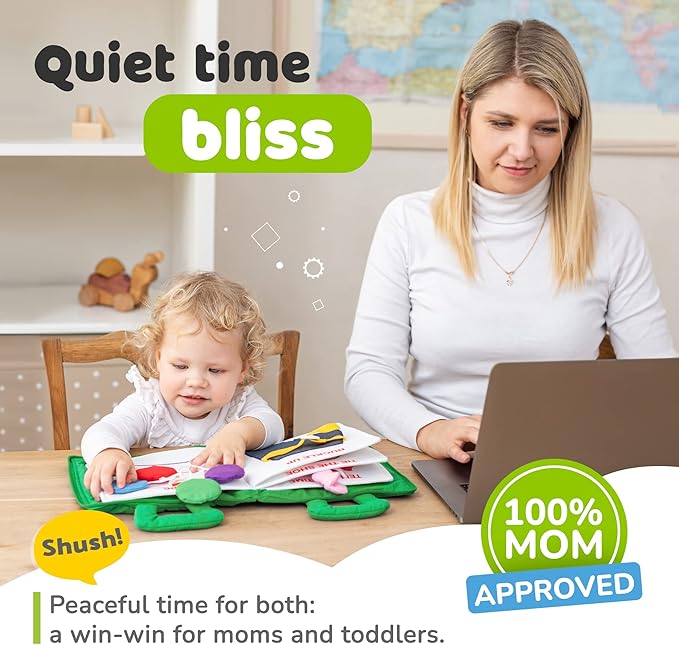 deMoca Montessori Busy Book Toddler Travel Toys 1-3, Activity Quiet Book Airplane Travel Toys for Toddlers 1-3, Busy Board with Car and Plane Activities, Gift for Boys & Girls