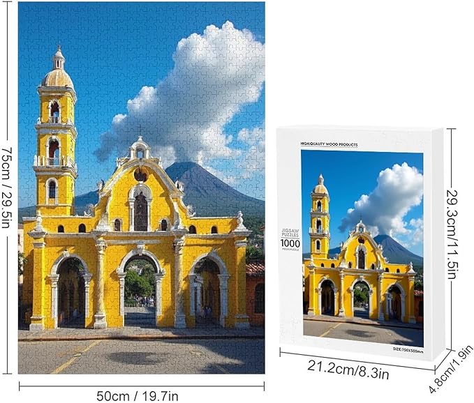 Jigsaw Puzzles for Adults 1000 Piece - Famous Arch and Volcano View Antigua Guatemala Holiday Wooden Puzzle,Unique Gifts for Wall Art，Family Puzzles，Challenge Puzzles Puzzle Games