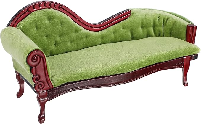 ABOOFAN Dollhouse Furniture Miniature Accessories 1 12 Scale Vintage Wooden Sofa Mini Victorian Bench Chair Lounge for Dollhouse Living Room Craft Decoration