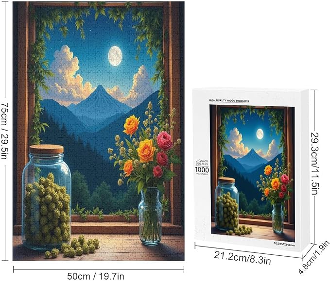 Jigsaw Puzzles for Adults 1000 Piece - Green Plants at The Window Wooden Puzzle,Stress Relief Games,Funny Puzzles，Unique Gifts for Wall Art，Family Puzzle，Educational Games，Challenge Puzzles