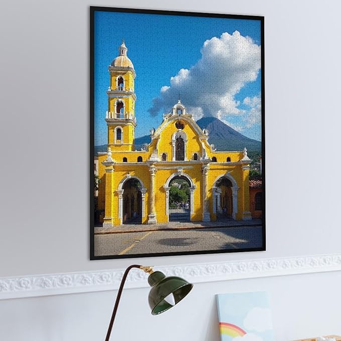 Jigsaw Puzzles for Adults 1000 Piece - Famous Arch and Volcano View Antigua Guatemala Holiday Wooden Puzzle,Unique Gifts for Wall Art，Family Puzzles，Challenge Puzzles Puzzle Games