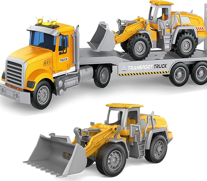 Carrier Vehicle Truck Toys for Kids, Includes Carrier Car and Bulldozer Truck, Cars Toy Birthday Gift for 3+ Years Old Boys and Girls