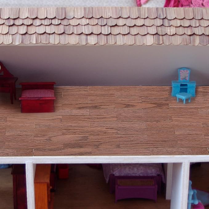 BESPORTBLE 40 Pcs Doll House Flooring Tiles Self Adhesive Peel and Stick Miniature Dollhouse Floorboards for DIY Tiny Dollhouse Accessories with Unique Collage Design