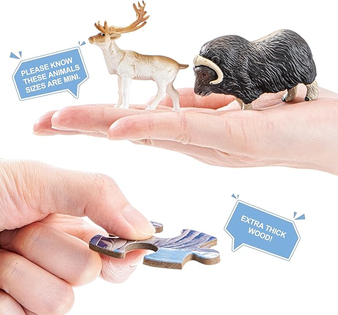 Arctic Animals Figurines Toys - 16PCS Winter Polar Animals Figures & 108 PCS Large Arctic Jigsaw Puzzles Toys for Preschool Kids Toddlers Ideal Gift for Boys and Girls