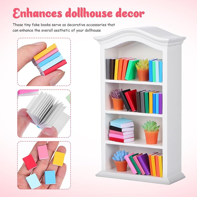 Miniature Dollhouse Books 32Pcs Colorful Tiny Mixed Color Mini Books 1 12 Scale Small Doll Accessories for Dollhouse Decoration and Craft