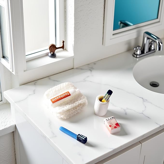 6Pcs/Set Dollhouse Miniature, Washing Supplies Miniature Creative Simulation, Plastic Dollhouse Toothpaste Toothbrush Model for Entertainment Dollhouse Accessories