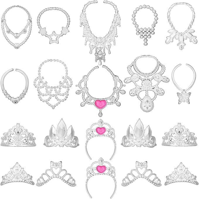 Sumind 20 Pieces Doll Accessory Jewelry Set 10 Necklaces and 10 Crowns Fashion Mini Dress up Jewelry for 11.5 Inch Doll