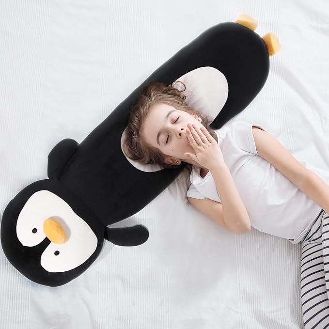 36” Long Penguins Plush Body Pillow, Cute Giant Black Penguin Stuffed Animals, Big Penguins Squishy Soft Plushies Toy, Gifts for Kids Girls and Boys, Birthdays, Halloween, Christmas