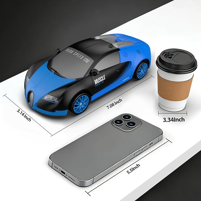 Remote Control Car RC Drift Car 2.4GHz 1:24 Scale 4WD 15KM/H High Speed Model Vehicle with LED Lights Drifting Tire Racing Sport Toy Car for Adults Boys Girls Kids Gift 2Pcs Rechargeable Batteries