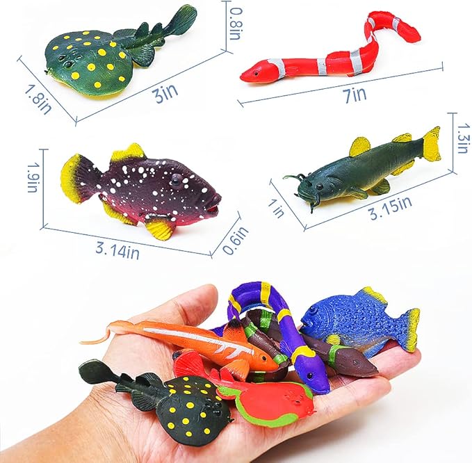 10 Pcs Sea Animal Figurines Bath Toys, Color Changing Toys, Stretchy Ocean Fish Statue, for Kids 3+, for Themed Parties, Cake Topper, Goodie Bag Fillers, Classroom Rewards