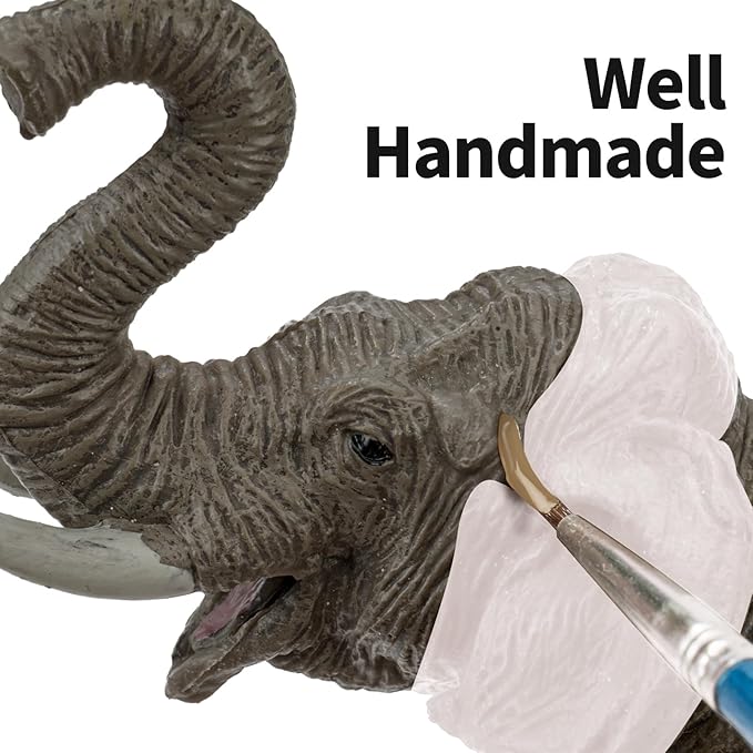 4PCS Safari Elephant Animals Figurines Toys, Plastic Zoo Animals Toys for Kids Includes African & Asian Elephant and Cubs, Birthday Gift Party Favors Cake Toppers for Boys Girls