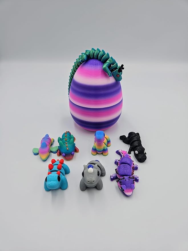 Mystery Mini Animal Packs - 3D Printed Articulating Figurines - Unique and Fun Designs Includes Mystery Egg - Stress Relief (Fantasy Pack)