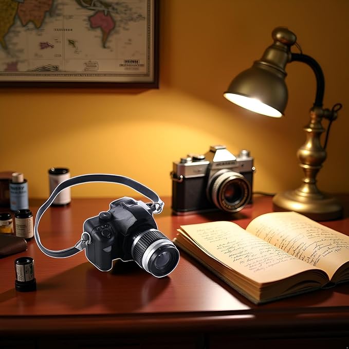 2Pcs 1:4 Scale Mini Camera Prop Ornament Vintage Camera Model, Miniature Digital Camera Mini Decoration Accessories Photography Props Ornament