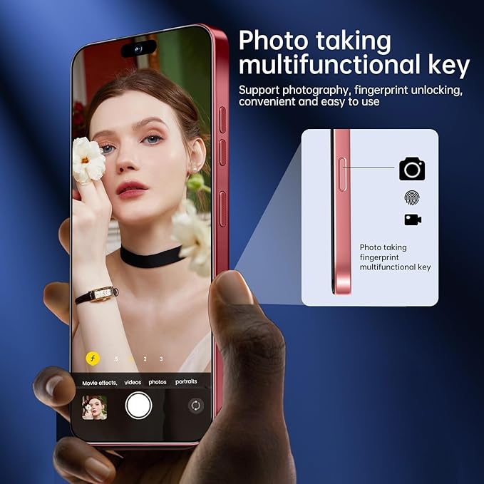 OEJBK 16PROMA X Smartphone New Upgrade 16GB+512GB/6.99" Display 68+108MP Zoom Camera,Tempered Glass Finish, 7000mAh Android 14 Smartphone (Wine Red)
