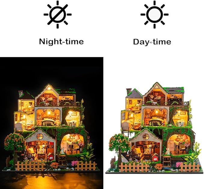 DIY Miniature House Kit, Mini Dollhouse Making Kits with Furnitures, Tiny House Kit to Build for Adults, Hobby Craft Gift for Christmas Day, Tale Forest