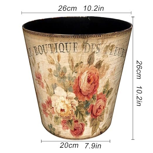 Scakbyer 10L Wastebasket Retro Decorative Trash Can Waterproof PU Leather Wastebasket Without Lid for Kitchen, Office, Living Room, Bedroom