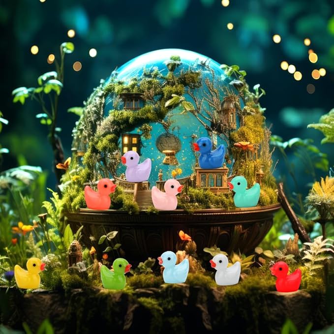 240pcs Mini Ducks, Tiny Resin Duck Figurines Colorful Plastic Small Ducks Bulk for Miniature Landscape Aquarium Potted Fairy Garden Home Dollhouse Decor Accessories Party Favors Toys Gifts
