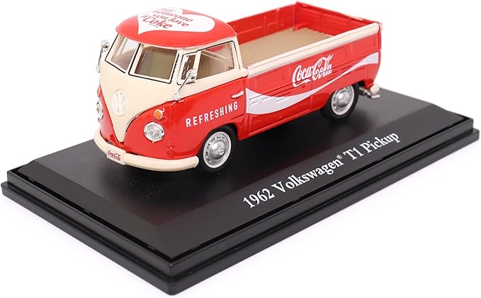 Motor City Classics Coca-Cola Diecast Collectible | 1962 Volkswagen Cargo Van Red-White 1:43 Scale Model 432201 Officially Licensed