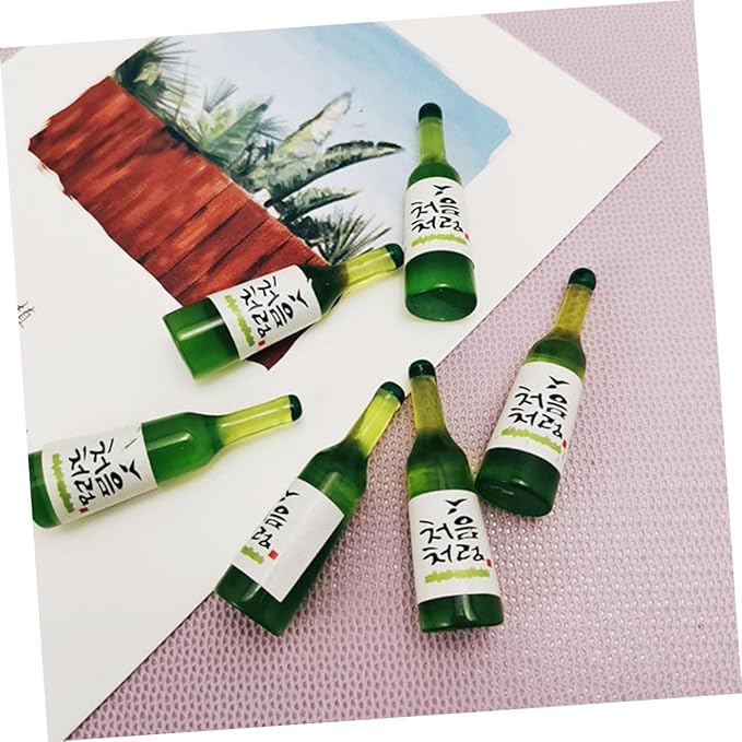 COOLHIYA 12pcs Miniature Korean Rice Wine Bottles Dollhouse Accessories Mini House Decor Props for Photography Micro Landscape with Delicate Design and Lightweight Craftsmanship