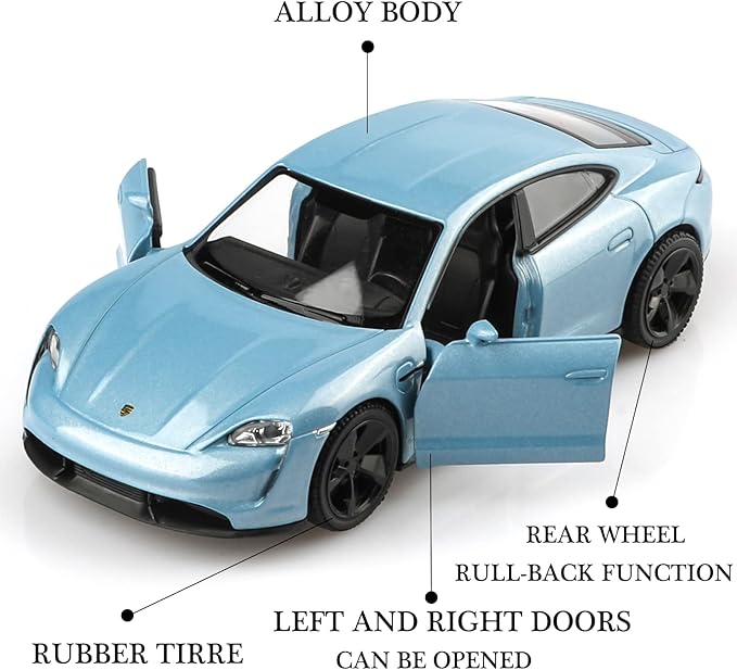 1/36 Scale Porsche Taycan Turbo Diecast Car Models,Pull Back Vehicles Toy Cars,Cars Gifts for Boys Girls