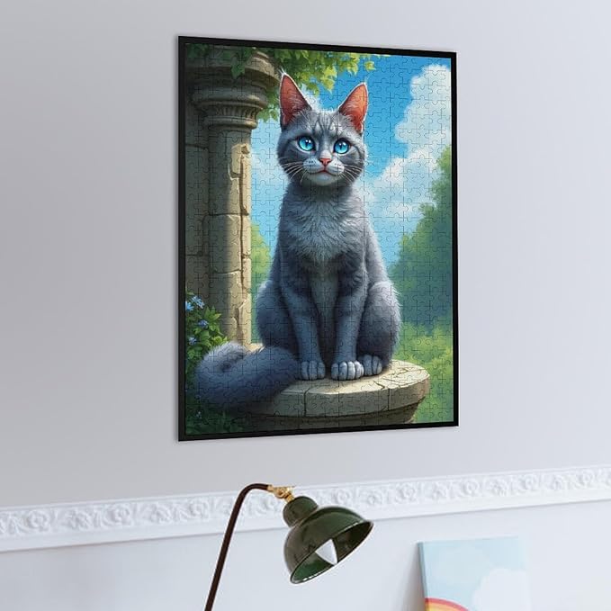 Jigsaw Puzzles for Adults 500 Piece - Cute Russian Blue Cat Animal Themed Wooden Puzzle,Puzzle Games,Stress Relief Games,Funny Puzzles，Unique Gifts for Wall Art，Family Puzzles，Educational Games