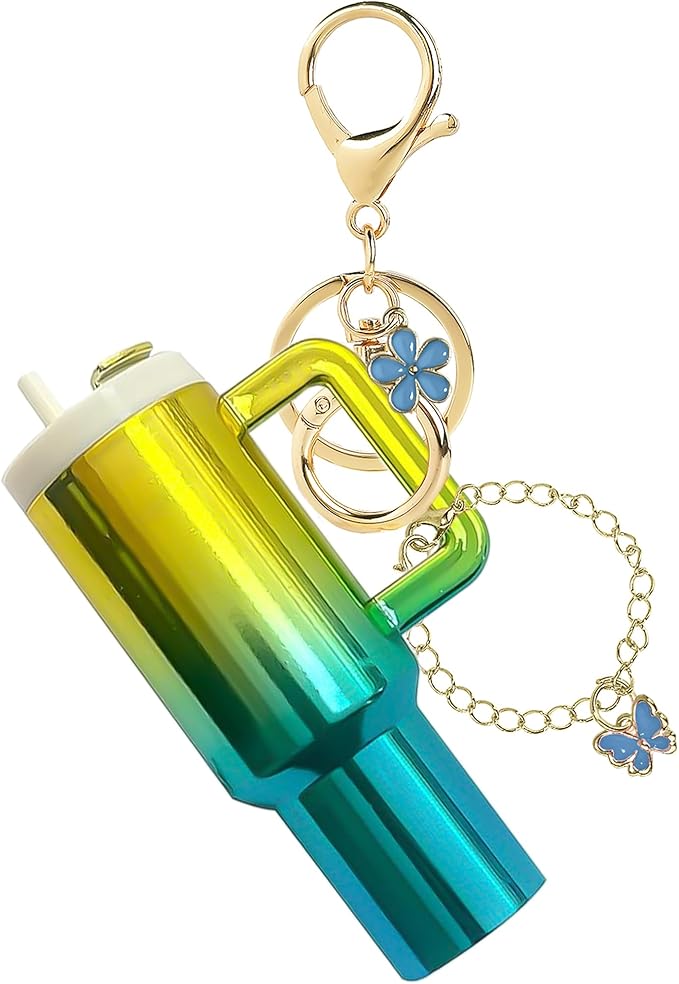 ERTUNA Mini Tumbler Keychain Accessories for Stanley Cup, 2 Way Cute Charms Chapstick Lip Balm Holder for Women Purse Handbag