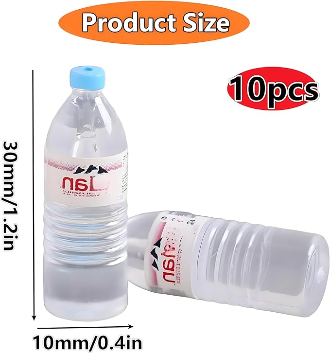 10 Pcs Mini Resin Mineral Water Bottles – 1:12/1:6 Scale Drinking Bottles for Dollhouse, Micro Aquarium, Fairy Gardens, Restaurant, Kitchen Décor, Craft Supplies & Model Scenes