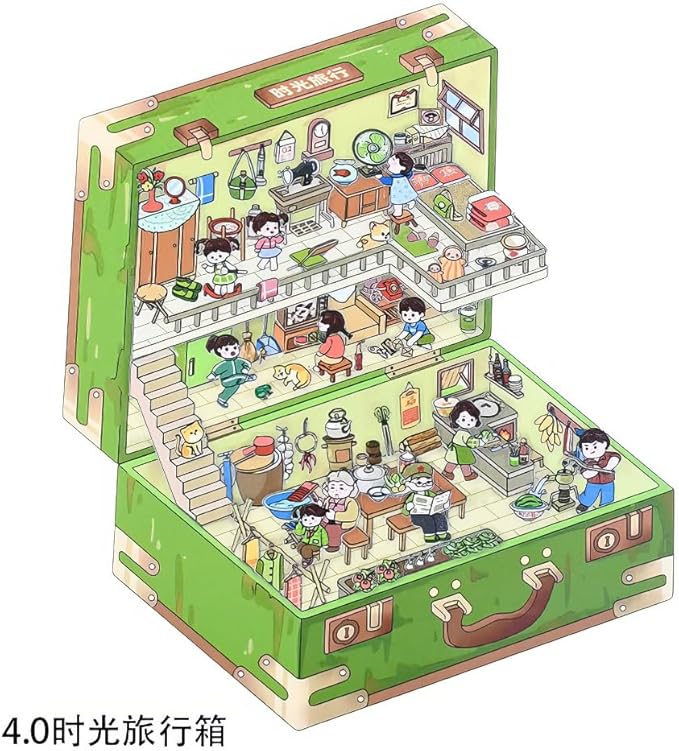 DIY 3D House & Room Stickers - 4 Sets Korean Cartoon Isometric Scenes Scene Sticker for Scrapbooking, Journals - Create Your Own Stacking Miniature Stickers for Adults & Teens