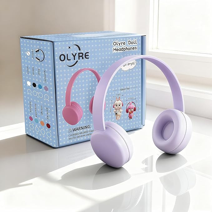 Olyre Doll Headphones for Dolls, Fits 17cm(6.69") Height Trendy Dolls or 1/6 BJDs, Miniature Headset Costume/Clothing Accessory (Doll Not Included) (Purple)