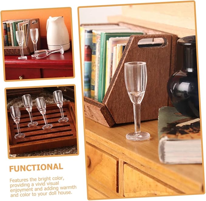 Kisangel 20pcs Miniature Cocktail Glasses Scale Dollhouse Accessories for Realistic Decoration Tiny Goblets for Miniature Decor