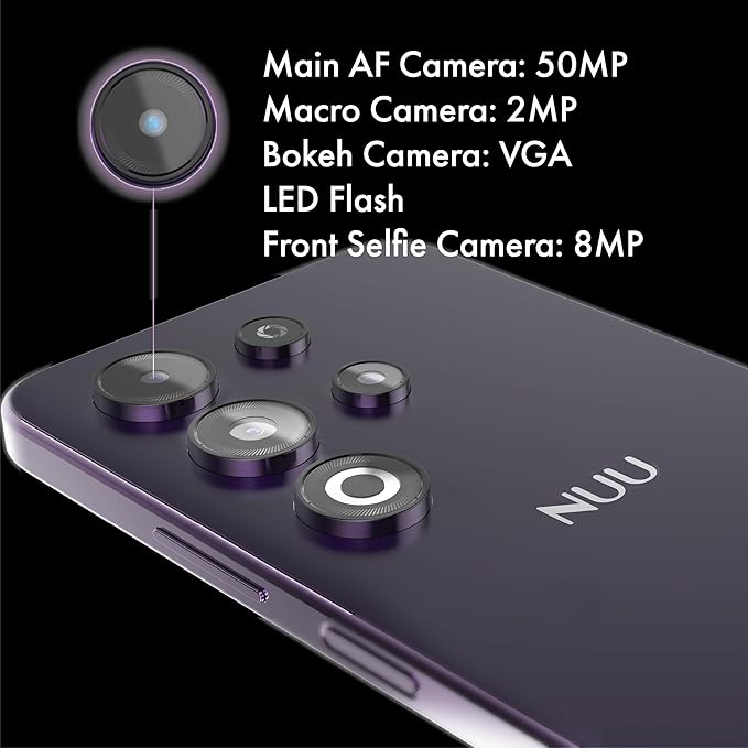 NUU N30 Cell Phone Unlocked for T-Mobile, Mint, Metro, Qlink, Tello 6GB/128GB, Teen Phone, Dual SIM 4G, Octa-Core 6.7" 90Hz HD+, Any Parental APP, Unlocked Android Phones, Purple, 1 Year US Warranty