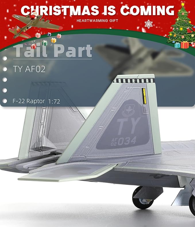 1/72 F-22 Raptor Model Diecast Airplane Fighter Model for Collections and Gift (TY 325 FW)
