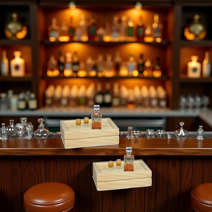 2 Set of Exquisite Mini Whiskey Wine Bottle Bar Model,1:12 Scale Dollhouse Miniature Accessories,Verisimilitude Mini Whiskey Wine Decoration Convenient and Nice,Décor Dollhouse Accessories（No Tray）