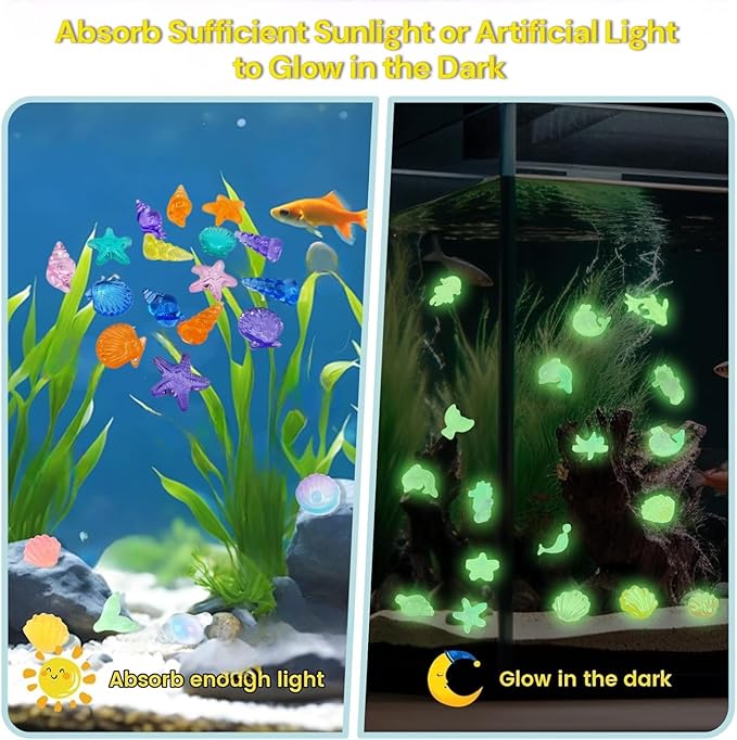 600pcs Luminous Mini Resin Animals Tiny Sea Shell Figurines,Sea Shells for Crafting, Under The Sea Party Favors,Vase Filler