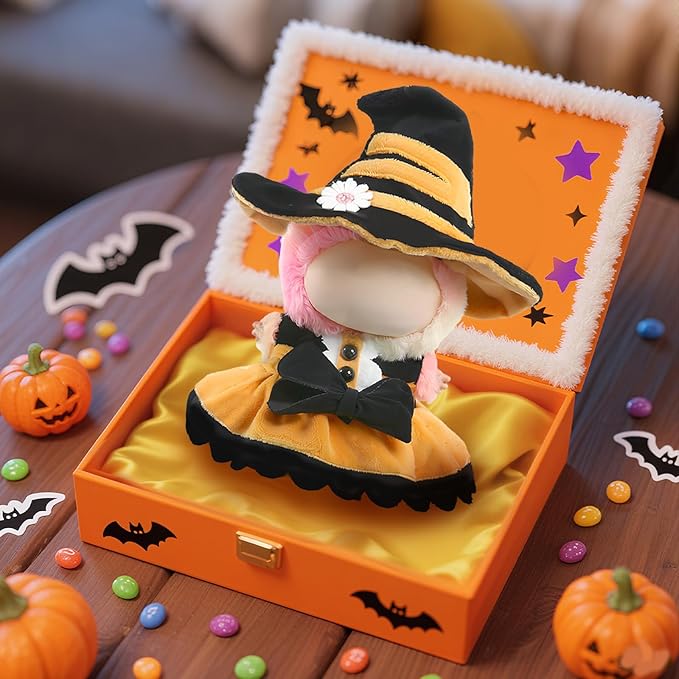 Clothes for LABUBU Doll (NO Doll), 2-Piece Sweetheart Witch Accessories for LABUBU 17cm Dolls, Premium Fashion Outfit for LABUBU Unique Dress Up - Witch Hat + Dress