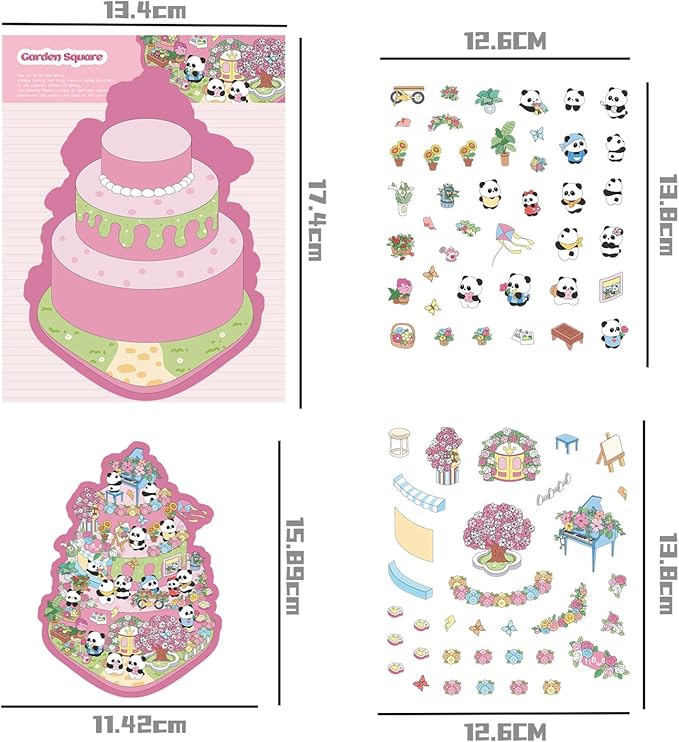 DIY 3D Sticker Scene,6 Sets of Kawaii Miniature Scenic House Stickers,Cozy Room Stickers Therapy Scenes for Adults and Kids Stress Relief Pass The Time and Gifts (Z-4)