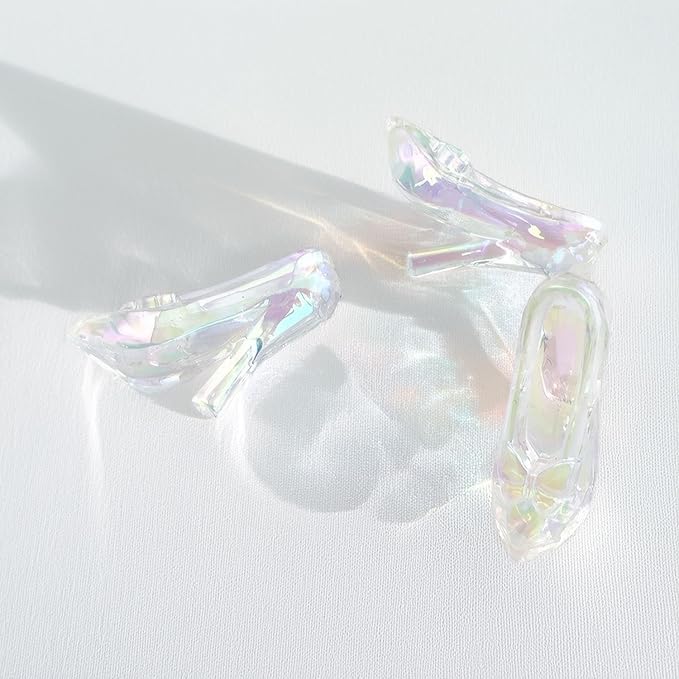 4pcs Acrylic Mini High Heels: Crystal Glass Slipper Style Shoes (1:12 Approx) for Dollhouse Fashion, DIY Jewelry, Collector Display