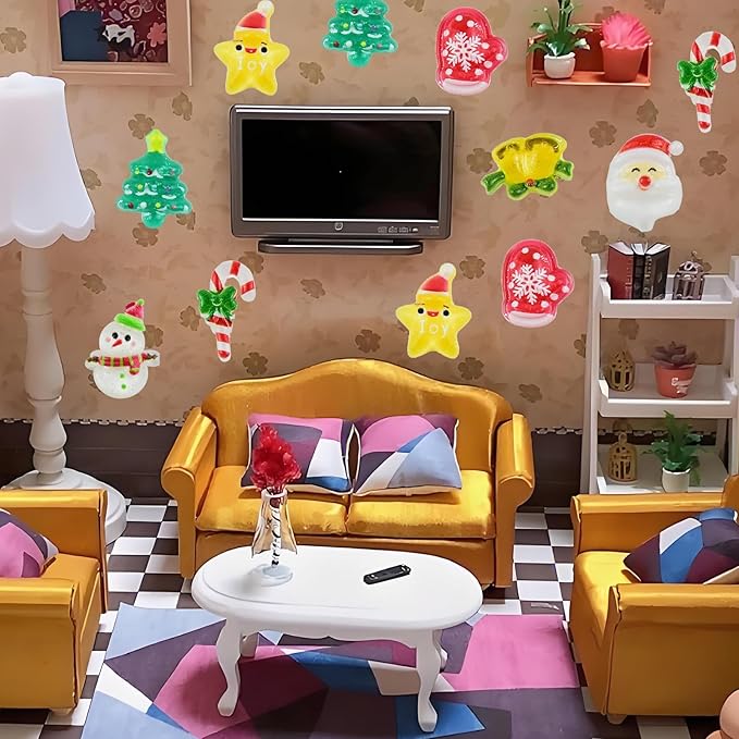 200 Pieces Tiny Christmas Decor for Dollhouse Micro Resin Decor for DIY Crafts Mini Things for Fairy Garden Micro Landscaping Decoration
