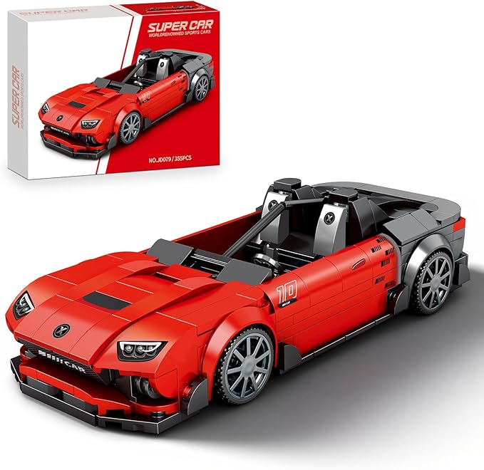 HIGH GODO Sports Car Building Set, MOC Racing Car Decor Model Kit, Cool Cars Toys Gifts for Adults Teens Age 14+ (355 Pieces)