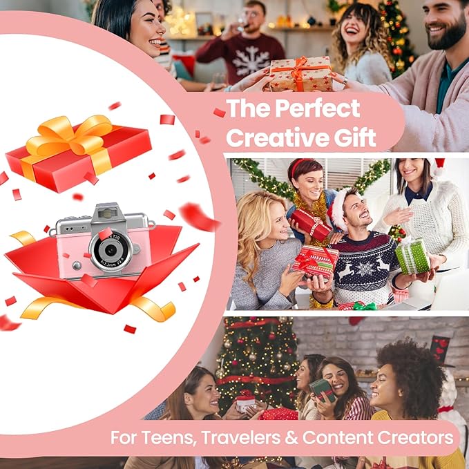 Mini Keychain Camera, 2K Retro Digital Camera with 1.47‘’ Flip Screen & Built-in Flash for Selfies - Includes 32GB SD Card, Strap - Perfect for Travel, Concert, Vlogging