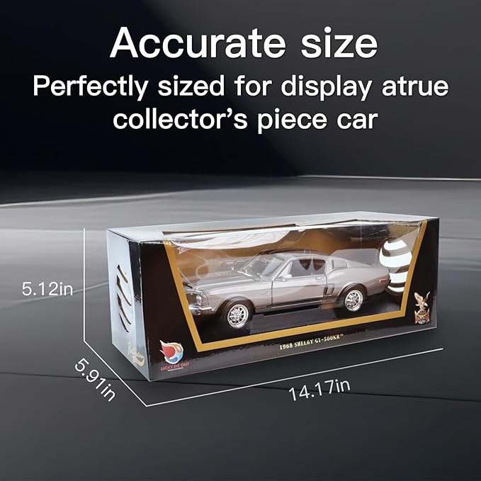 Shelby 1968 GT-500KR 1:18 Diecast Model Car - King of The Road, Opening Doors, Steering Linkage | Premium Gift Box, Man Cave Decor | Ages 14+,Gray