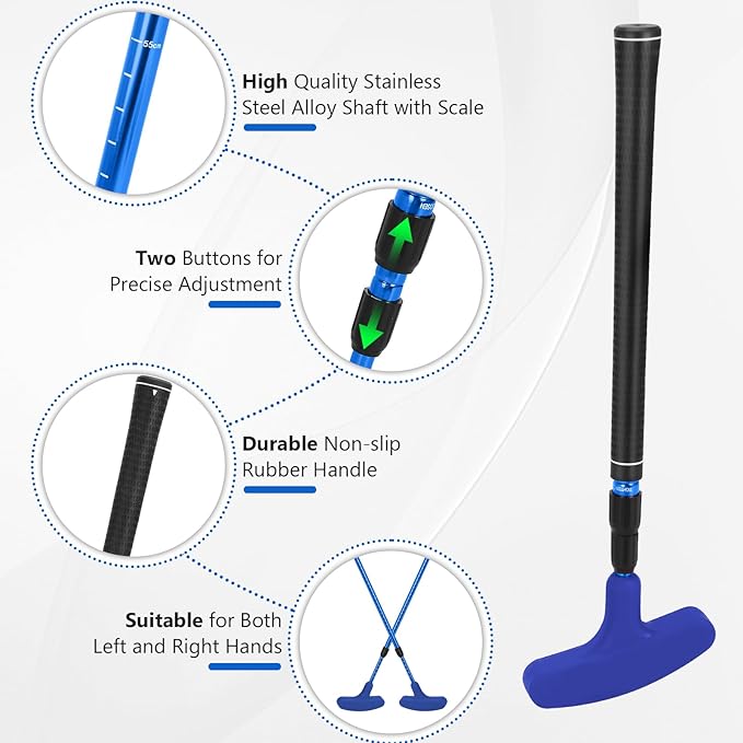 MultiOutools Golf Putters for Men and Women, 2 Pack Adjustable Golf Club Sets with 6 Balls & 2 Flag Cups, Two-Way Mini Putters Training Clubs for Children, Teenagers, Adults