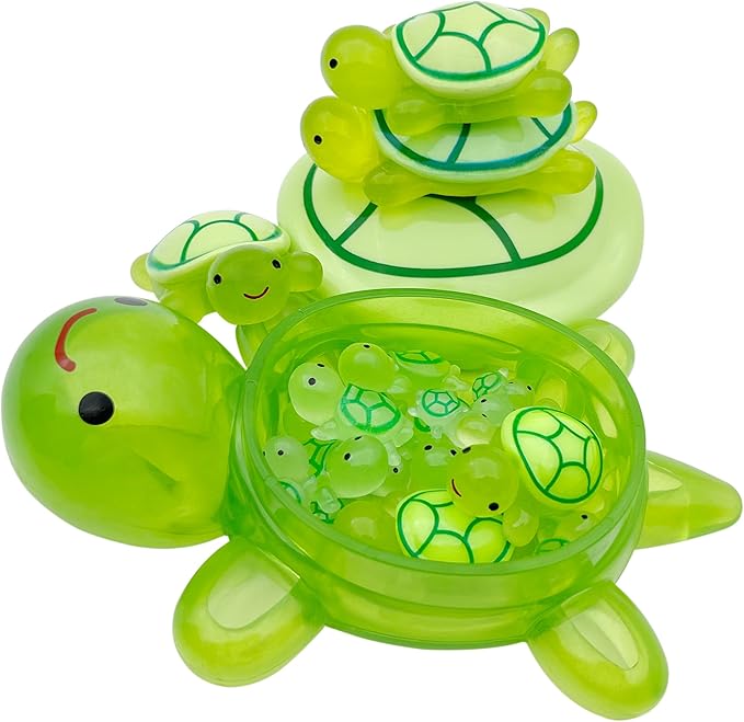 20 Pcs Turtle Family Resin Ornament Sea Turtle Models Statues Tortoise Decor Accessories Miniature Animal Decoration for Fairy Garden Micro Landscape Fish Tank Plant Bonsai Dollhouse (Green)