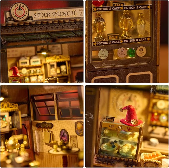 DIY Miniature House Kit, Dollhouse Kit with LED Light, Mini House Building Kits for for Adult to Building, Christmas Home Decorations Gifts for Family and Friends, Cakehouse