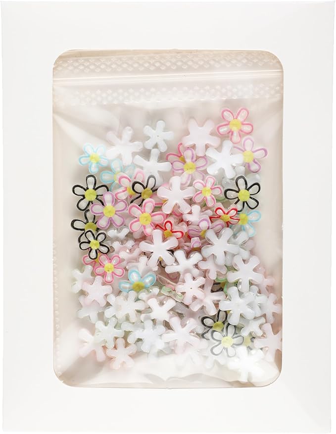100Pcs Resin Candy Colored Daisies, Translucent Outlined Flower Flatbacks, Kawaii Miniature Garden Decor for Scrapbooking, Nail Art & DIY Crafts with Window Envelope Packaging (Assorted Colors)