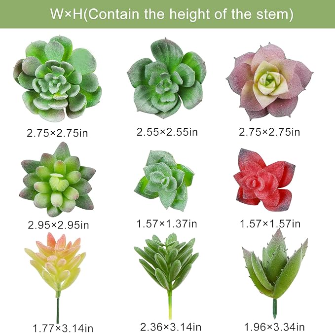 FOIMAS 18pcs Mini Artificial Succulent Plant,Flocked Faux Succulent for Floral Wall Garden Arrangement Home Office Decor,Unpotted