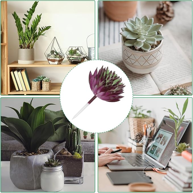 PATIKIL Mini Artificial Succulents, 4 Pack Unpotted Faux Succulent Picks Fake Succulent Plants for Home Landscape Decoration, Dark Purple Green