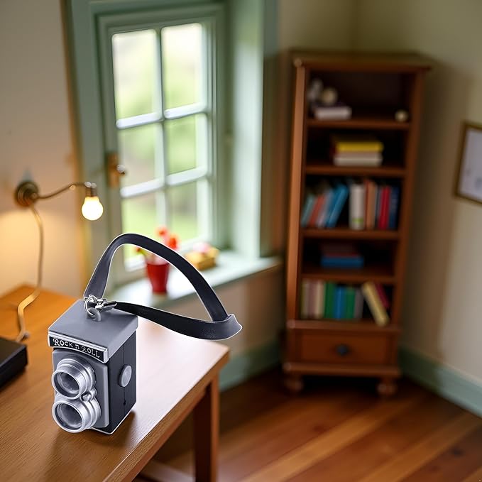 Black Mini Camera for Dolls, Dollhouse Miniature Digital Camera Dolls House Decoration Mini Camera Ornament Vintage Camera Model, DIY Doll House Kit